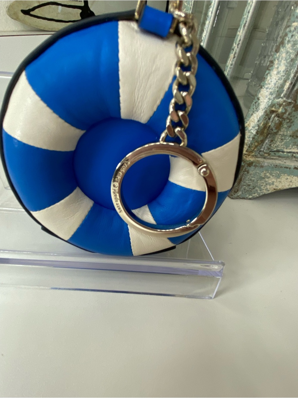 kate spade Blue and White Lifesaver Key Ring Coin Purse